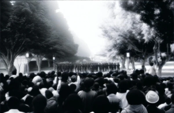 Students gathered at ITB during the 1978 occupation